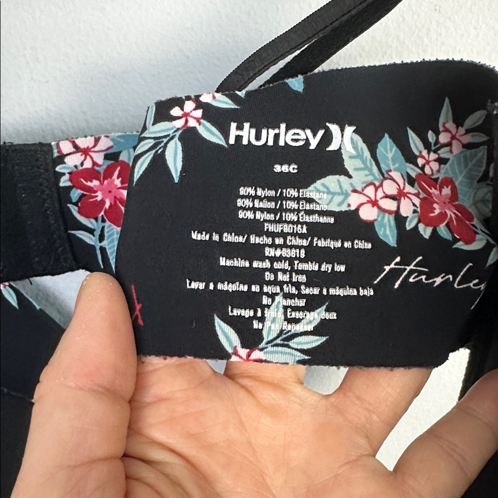 Hurley Pajama Set Large Jogger Pants Pockets Button Long Sleeve Matching Bra 36C - Picture 13 of 16